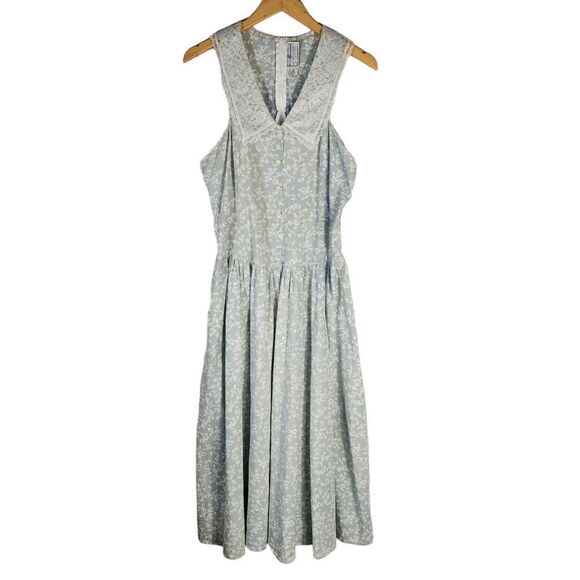 Maggie Lawrence Sport Vintage Blue Floral Prairie Sleeveless Dress - Picture 2 of 12